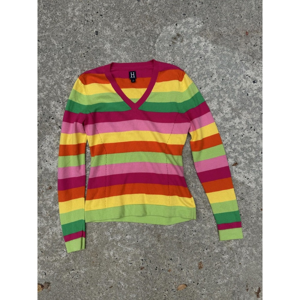 Tommy Hilfiger Women's Rainbow Stripe V-Neck‎ Sweater